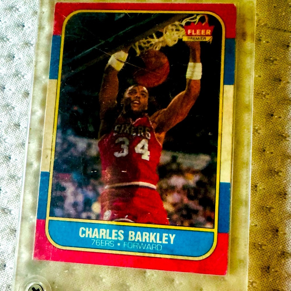 Harder to find Charles Barkley #7 Fleer Premier basketball card in case
